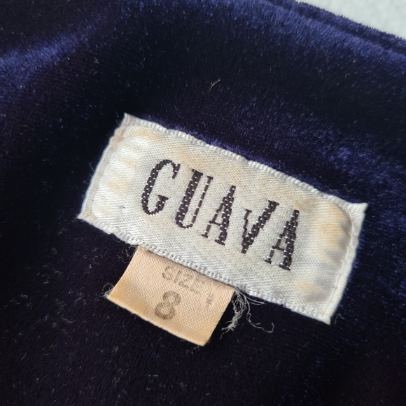 VINTAGE Guava Size 8 Navy Blue Velvet Stretch Jacket Blazer - Picture 6 of 10
